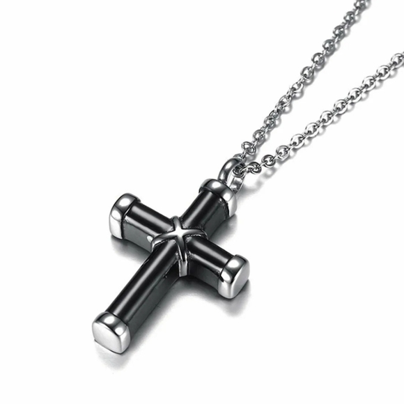 Stainless Steel Cross Memorial Keepsake Ash Holder Necklace - Picture 4 of 5